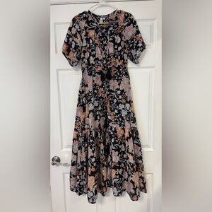 EUC Maxi Floral Sundress with Puff Sleeves